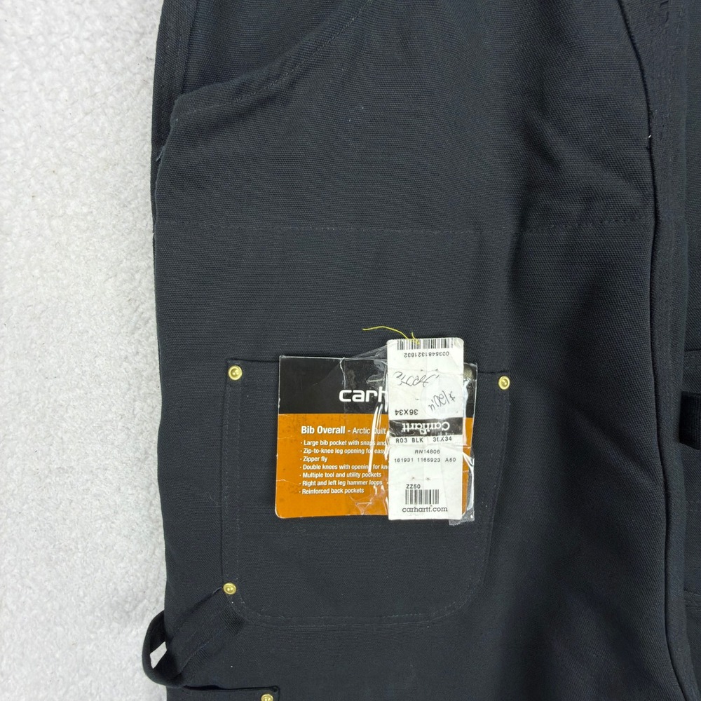 Carhartt Arctic Quilt Lined Bibs Overalls Mens 36x34 R03 BLK Black NWT NOS